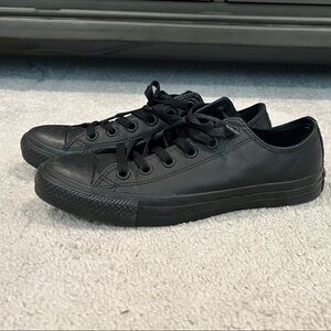 Converse Black Leather Low-Top Sneakers